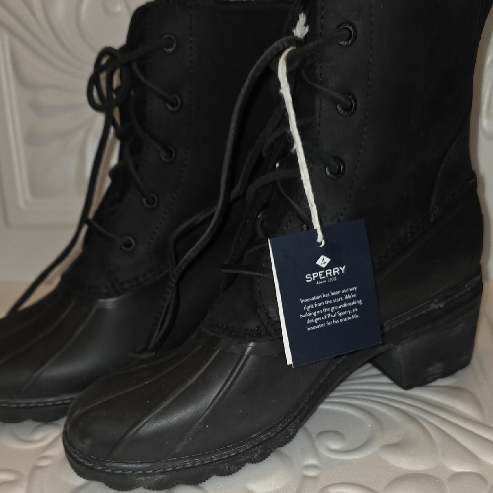 Sperry Saltwater Women's Black Winter Boots 9.5 NEW W Tag NO BOX